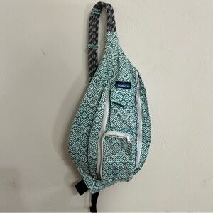 Kavu Teal & White Geometric Sling Pack Size Medium